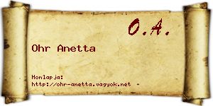 Ohr Anetta névjegykártya